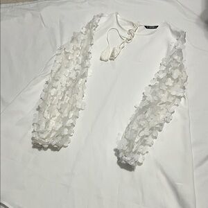 SHEIN White Floral Appliqué Mini Dress